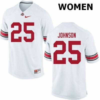 NCAA Ohio State Buckeyes Women's #25 Xavier Johnson White Nike Football College Jersey GXY4245BL